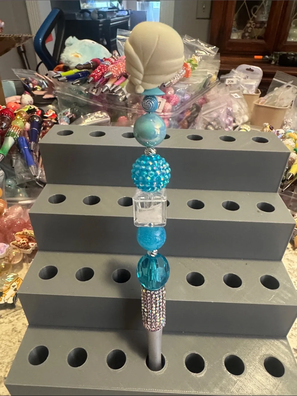 NWOT Disney Doorables Young Elsa with a tiny Olaf Beaded Pen Handmade by Me